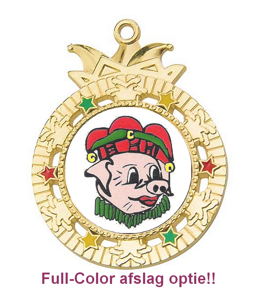 M166 Carnaval medaille goud ingekleurd 